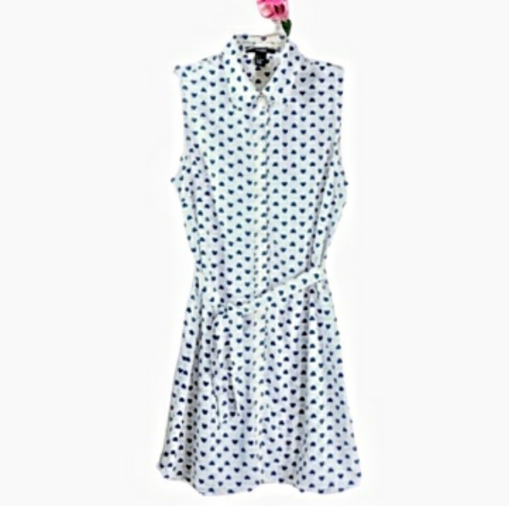 Forever 21 blue heart button down sleeveless dress